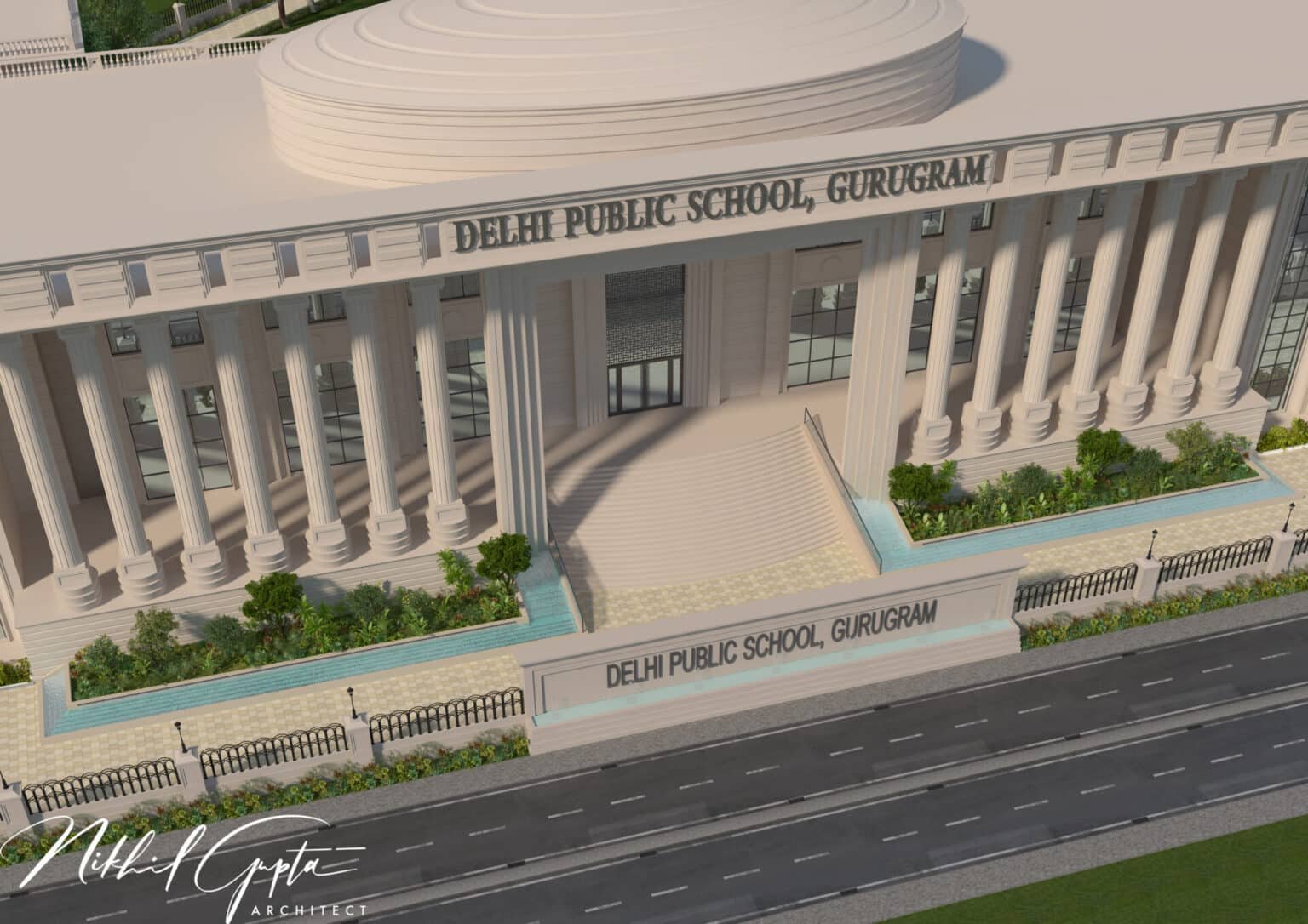 Contemporary school building facade featuring clean lines and large windows by Acanthus.